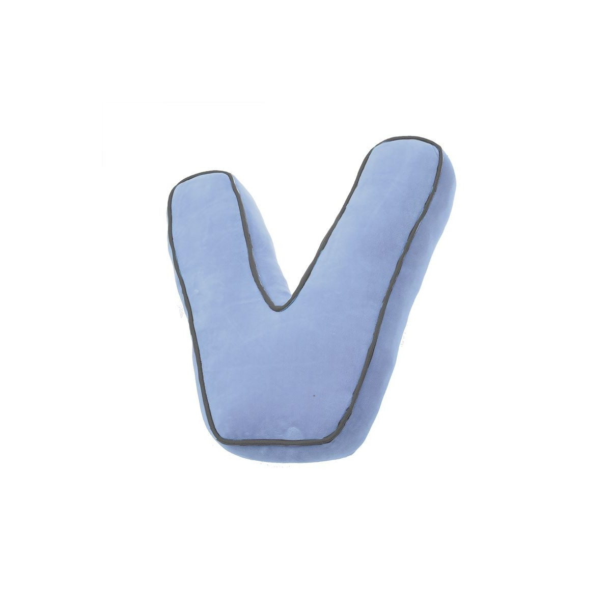 Cojin forma letra v azul