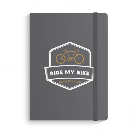 Notebook com bicicleta de borracha
