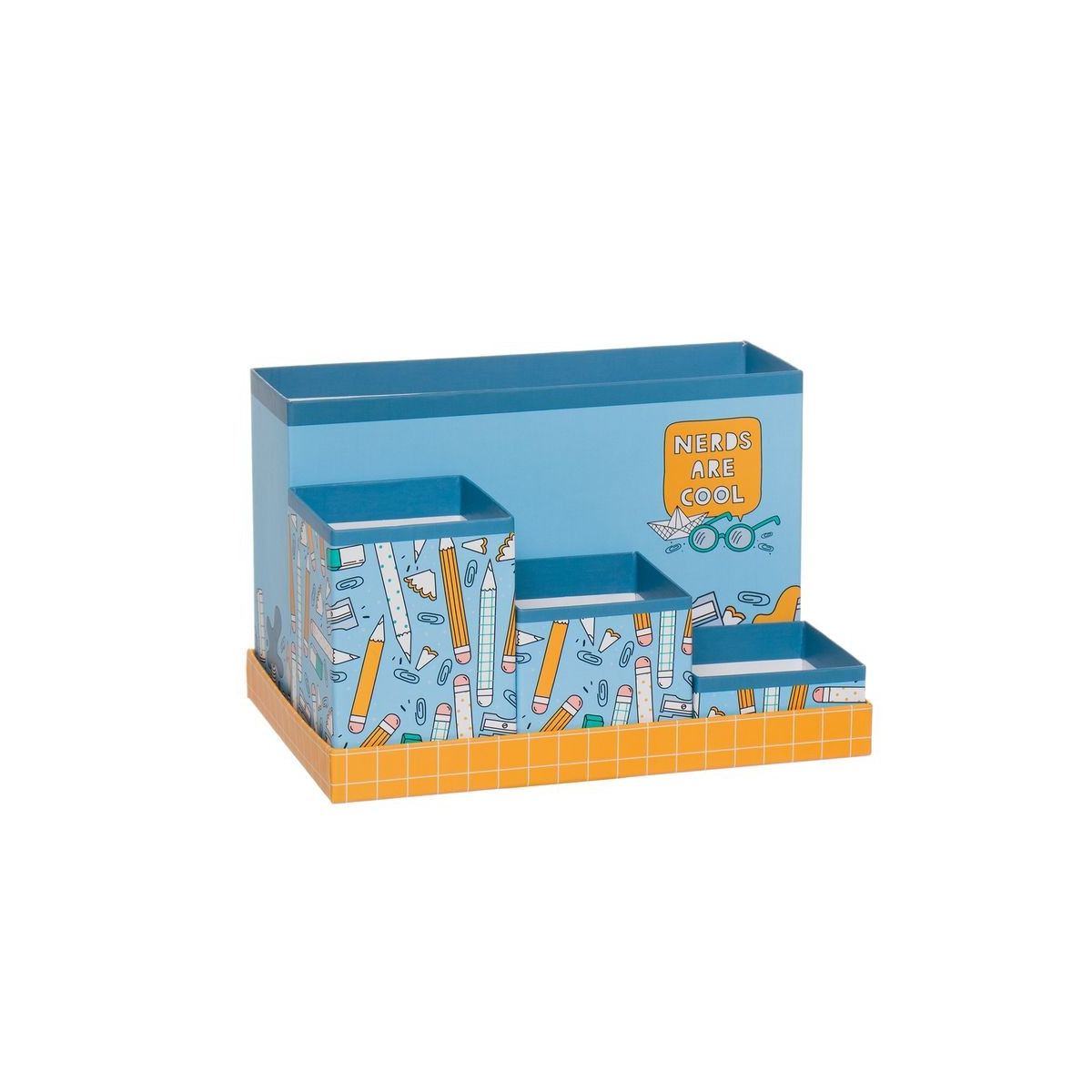 Organizador de mesa lápis azul