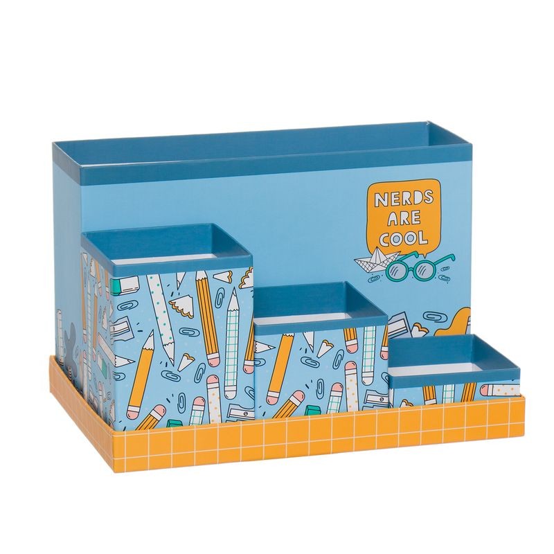 Organizador de mesa lápis azul