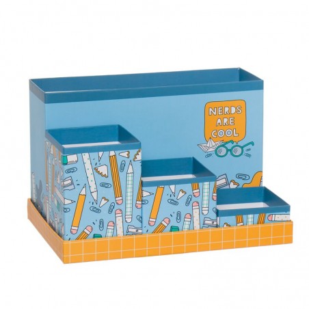 Organizador de mesa lápis azul