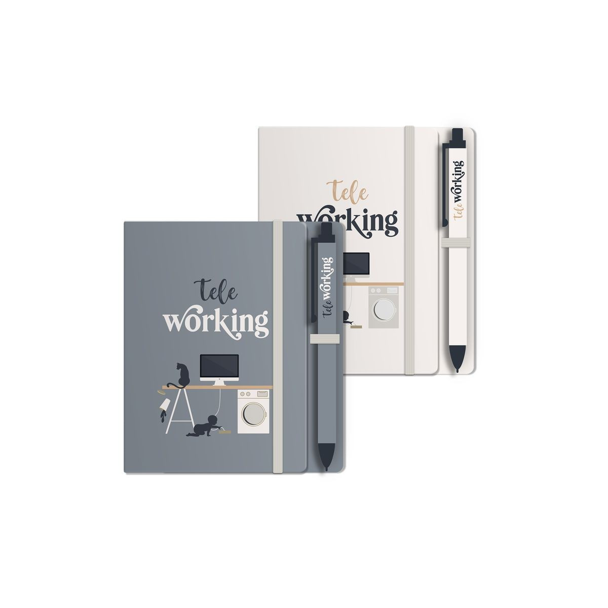 Notebook com caneta 2c teletrabalho