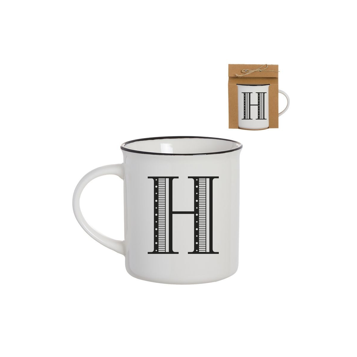 Caneca vintage letra h 475ml