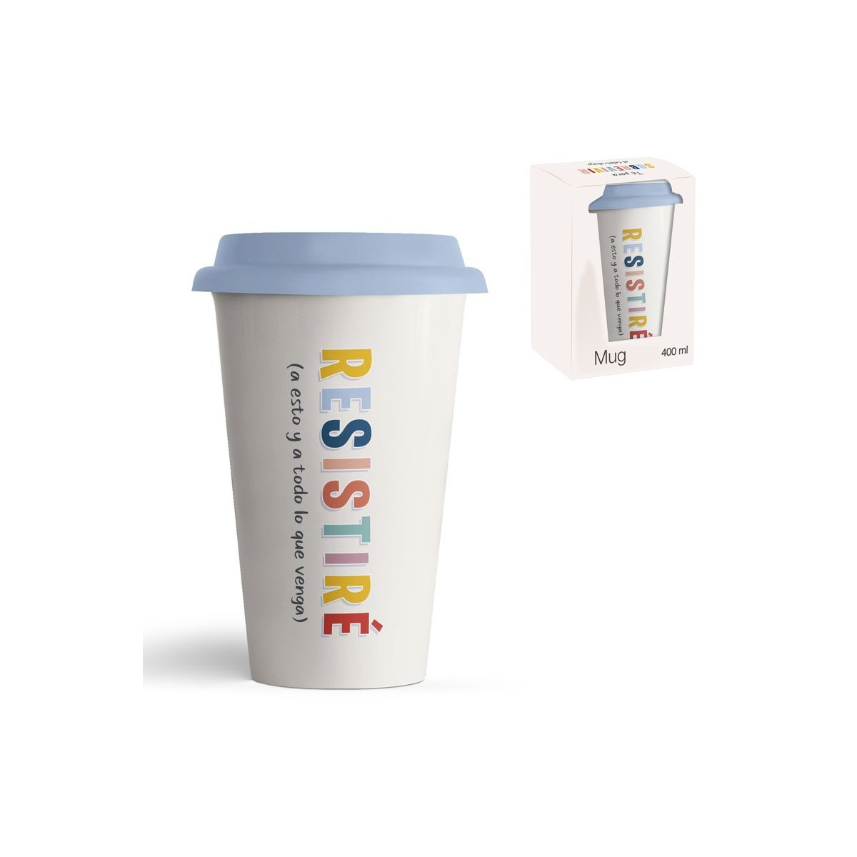Caneca 400ml tampa de silicone resistente