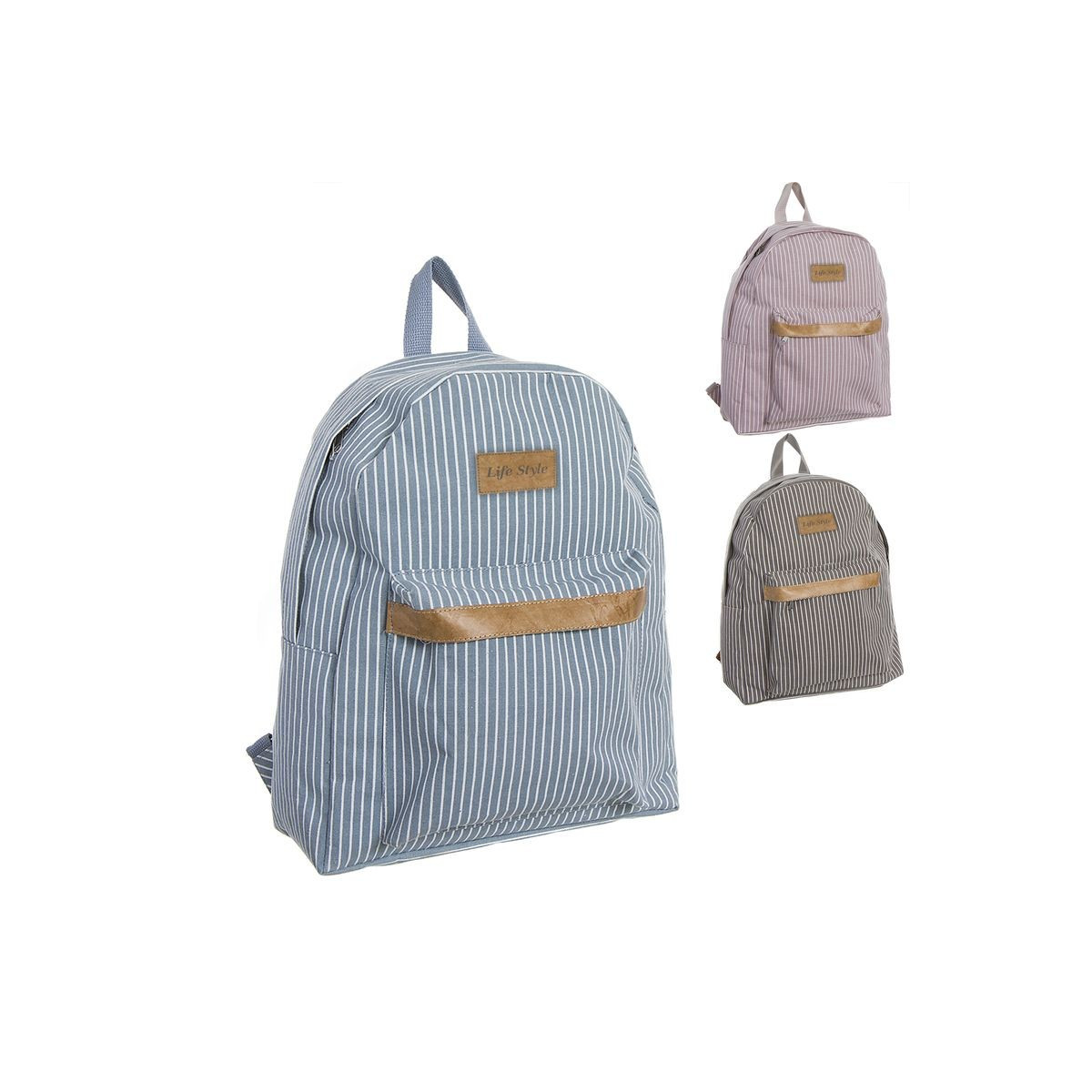 Mochila de tecido com listras Estilo e conforto para o dia a dia