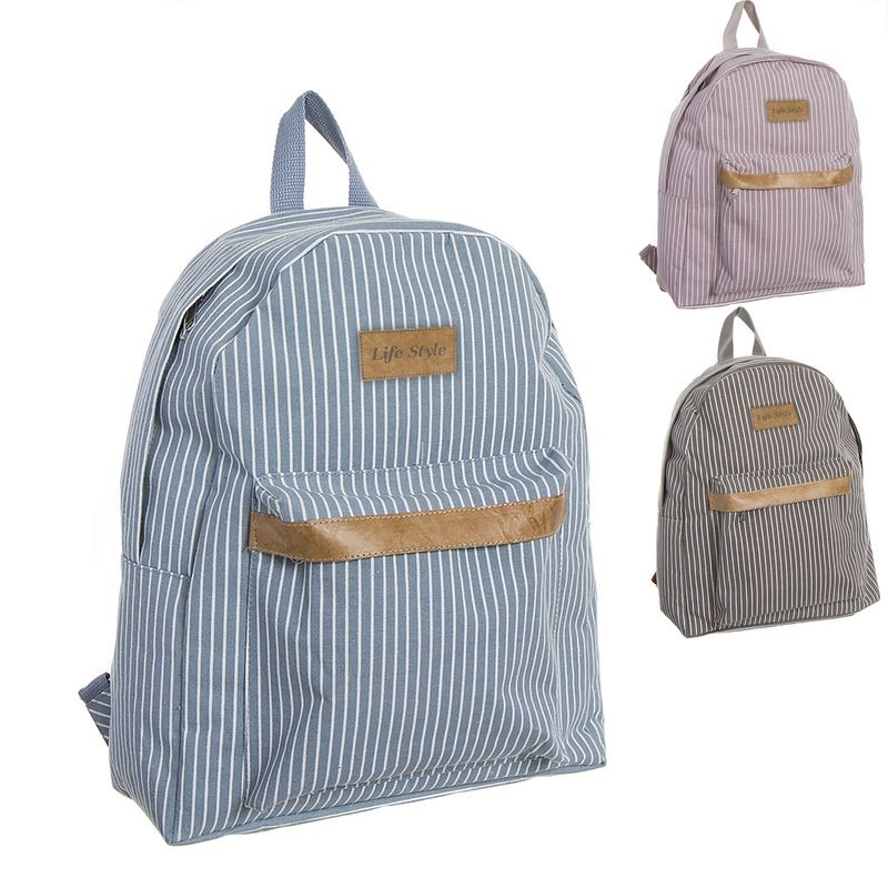 Mochila de tecido com listras Estilo e conforto para o dia a dia