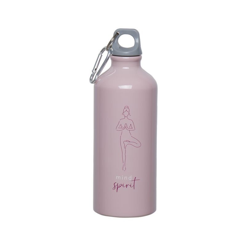Garrafa de alumínio 600ml yoga rosa