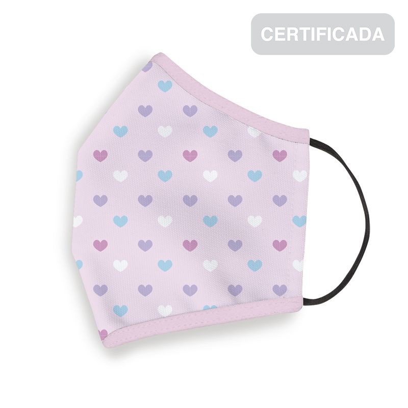 Máscara higienica reutilizável infantil 10-12 anos corações
