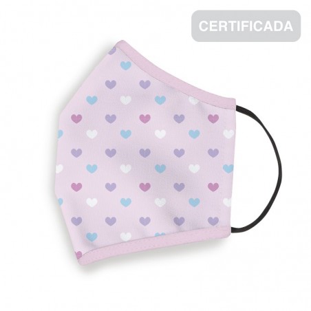 Máscara higienica reutilizável infantil 10-12 anos corações
