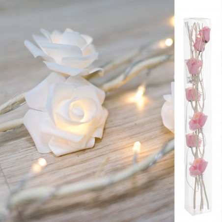 Ramos 30 leds 120cm flores rosa 3xaa