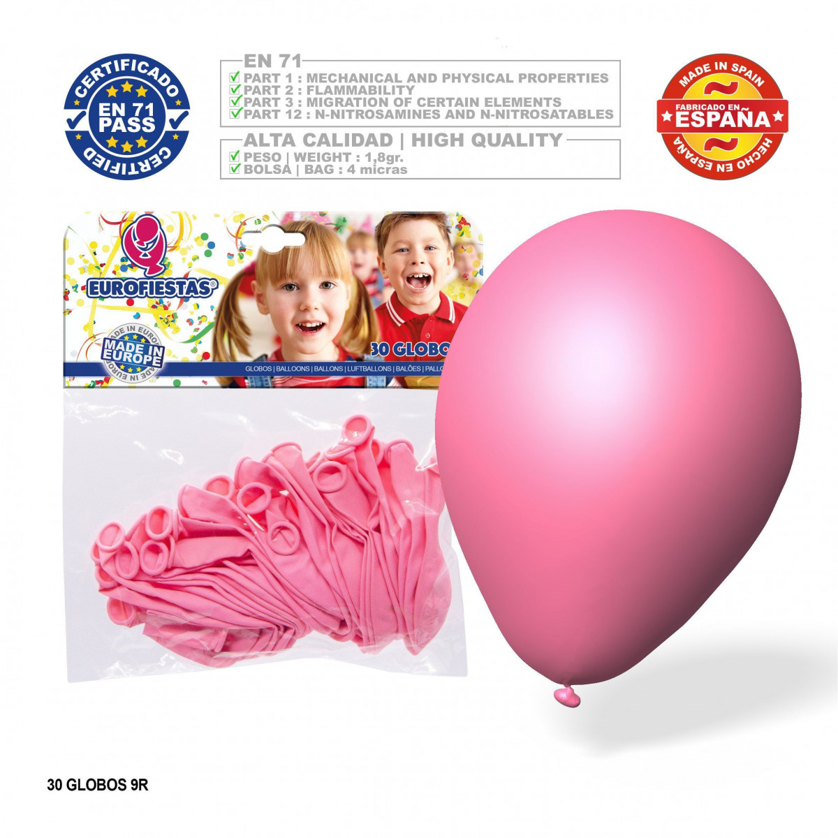 Pacote de balões rosa 9r 30 unidades