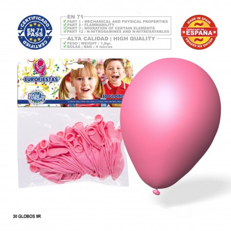 Pacote de balões rosa 9r 30 unidades