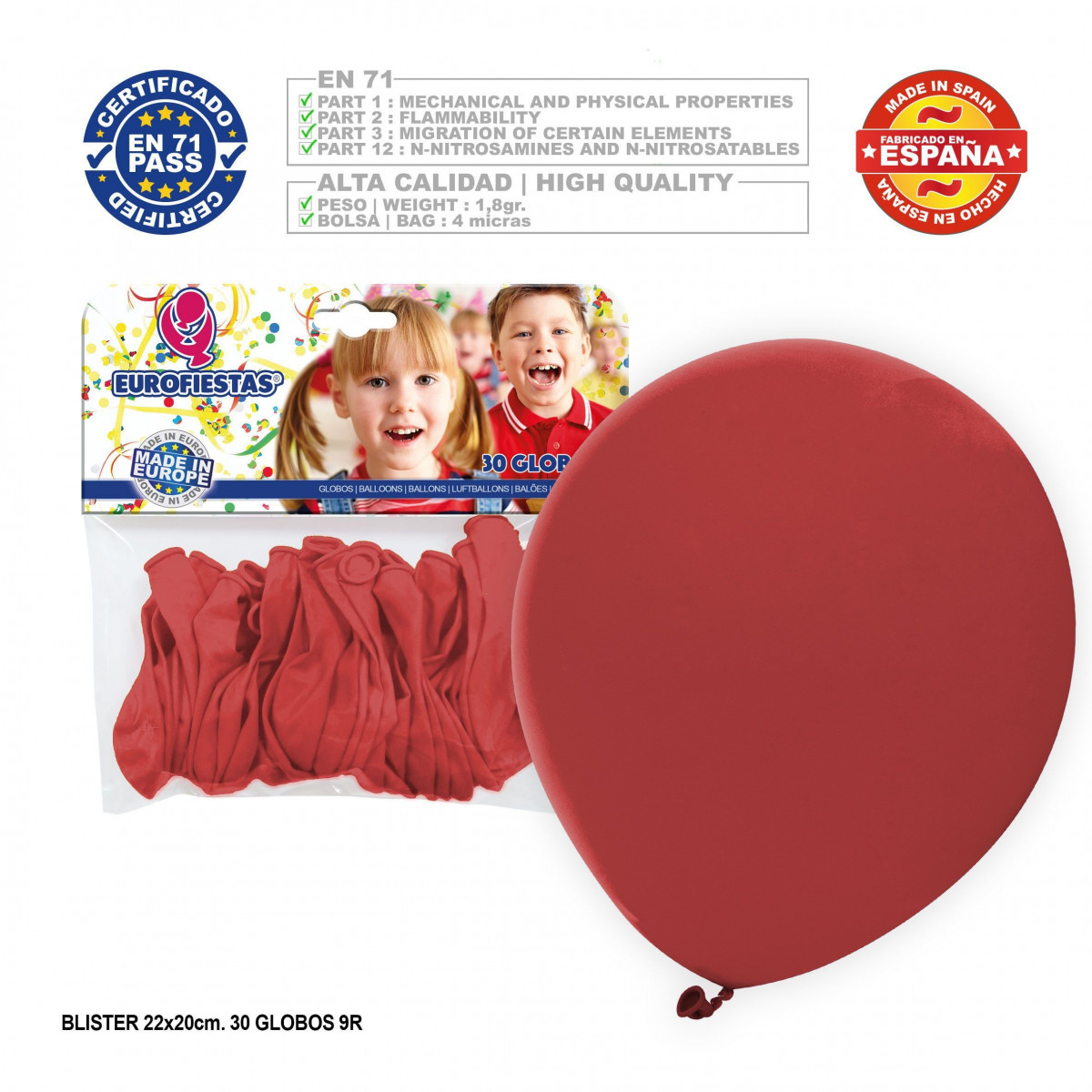 Balão vermelho 9r 30 unidades