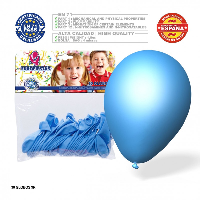 Balão Azul Celeste 9r 30 Unidades