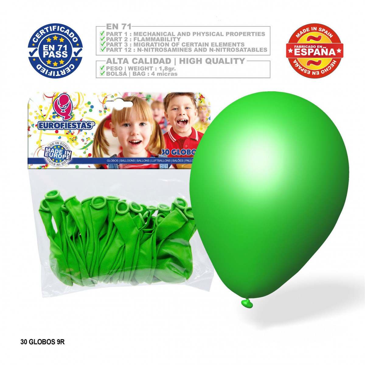 Pacote de balões verde 30u