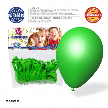 Pacote de balões verde 30u
