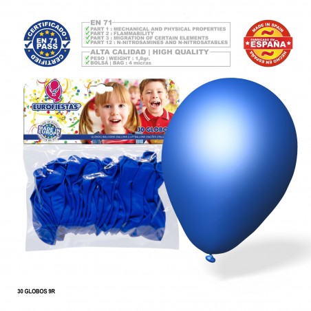 Balão Azul Médio 9r 30 Unidades