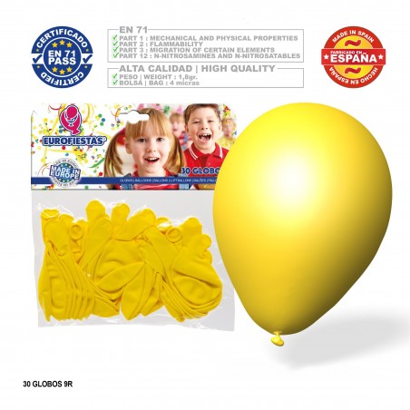 Balão Amarelo 9r 30 Unidades