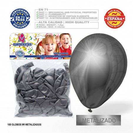 Balão Prateado Metálico 9r 100 Unidades