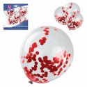 Pacote de balões de látex com 4 confetes vermelhos