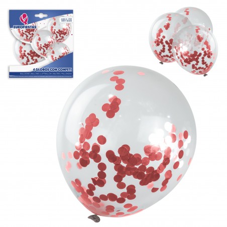 Pacote de balões de látex com 4 confetes ouro rosa
