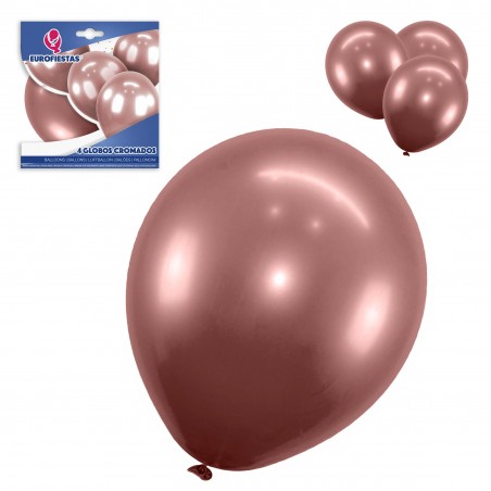 Pacote de balões cromados 4 ouro rosa