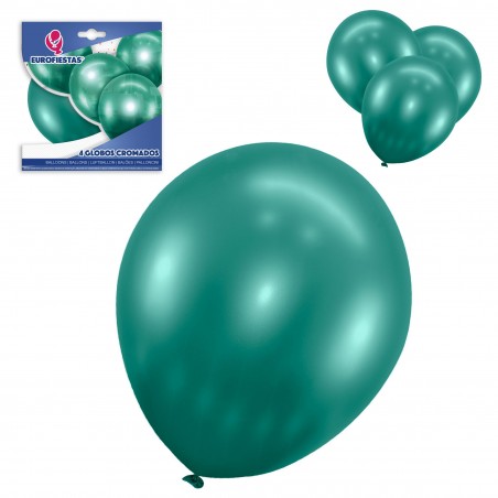 Pacote de balões cromados 4 verdes