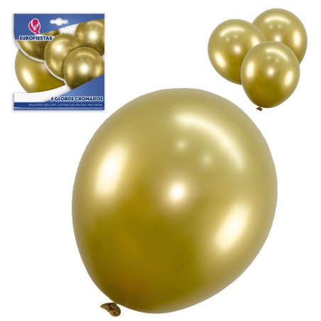 Pacote de balões cromados 4 ouro