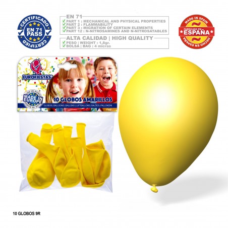 Balão Amarelo 9r 10 Unidades