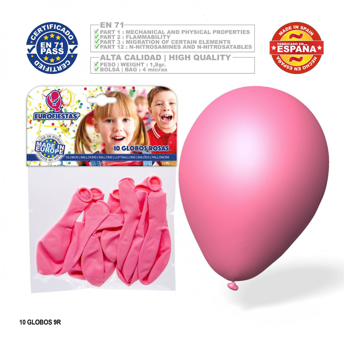 Pacote de balões rosa 9r 10 unidades