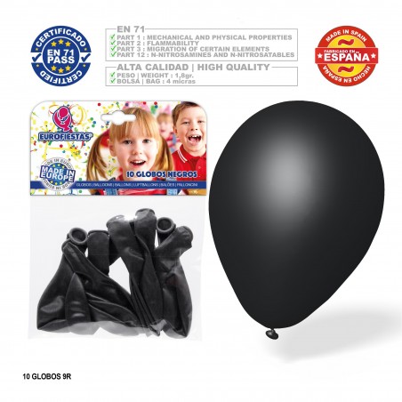 Balão Preto 9r 10 Unidades