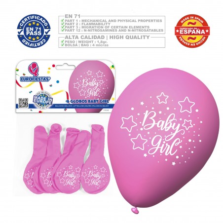 Pacote de balões menina 6 rosa