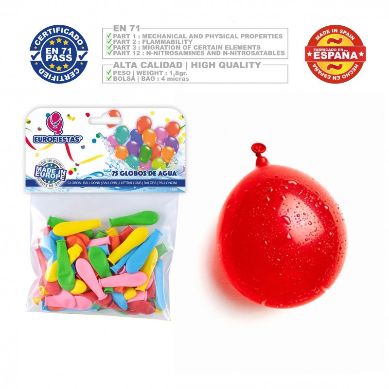 Balão de cores sortidas de água 75 unidades