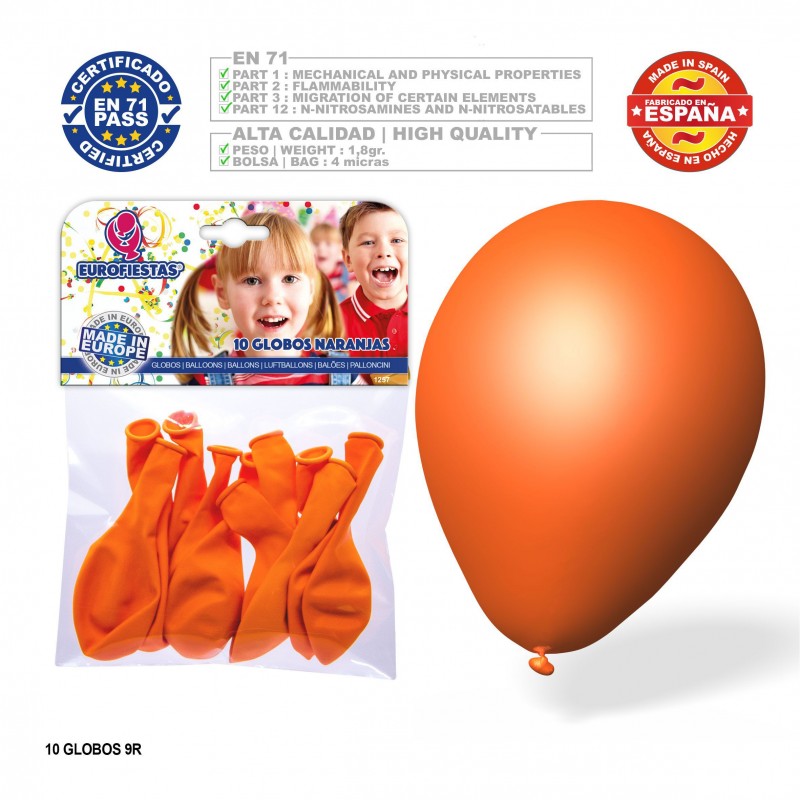 Balão laranja 9r 10 unidades