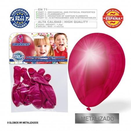 Balão Metálico Carmine 9r 8 Unidades