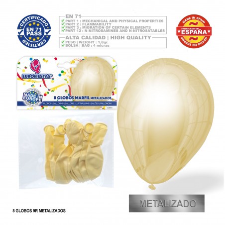 Balão Metálico Marfim 9r 8 Unidades