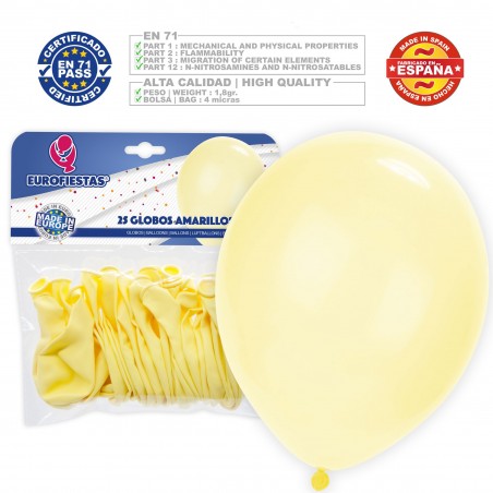 Pacote de balões pastel 30cm amarelo 25