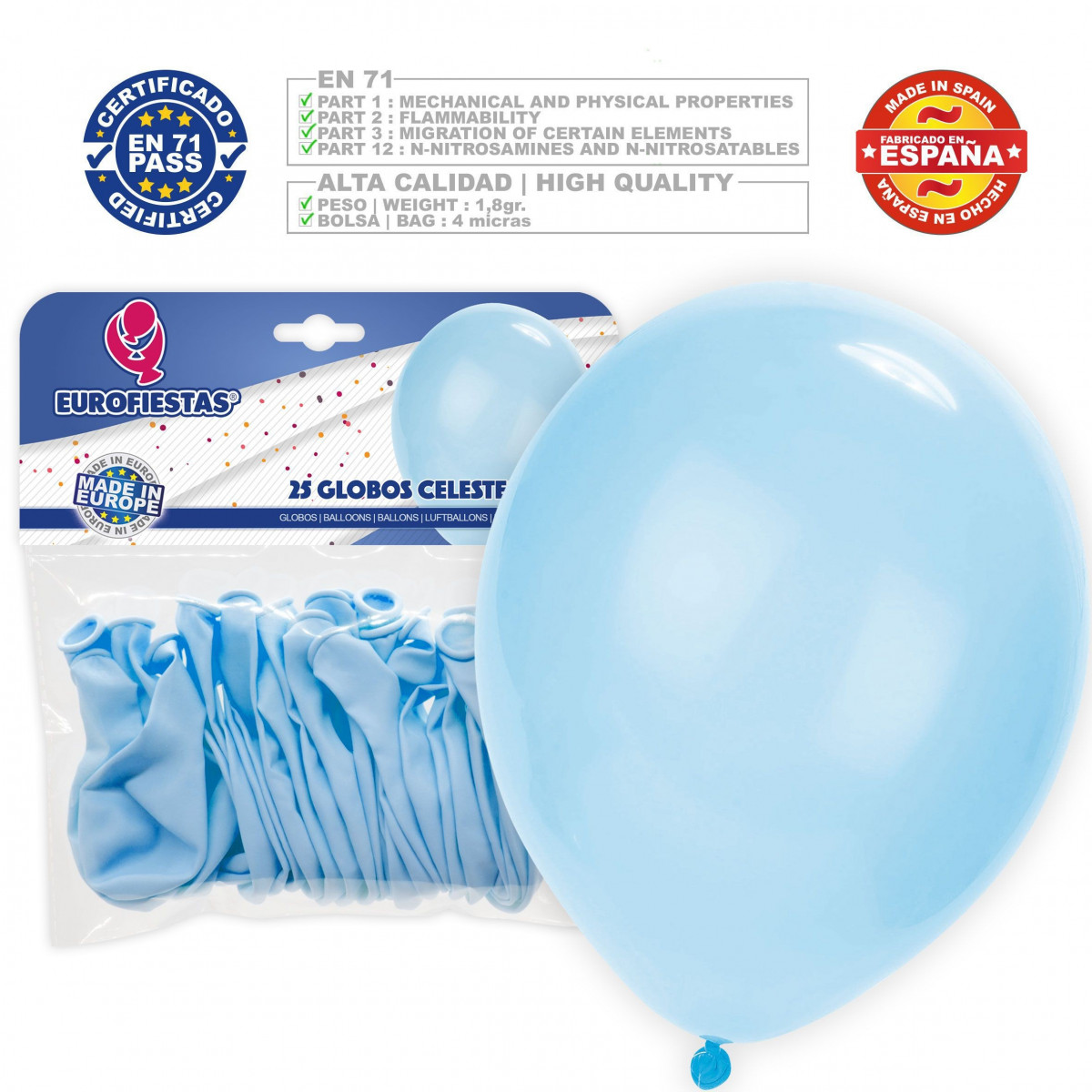 Pacote de balões pastel 30cm azul claro 25