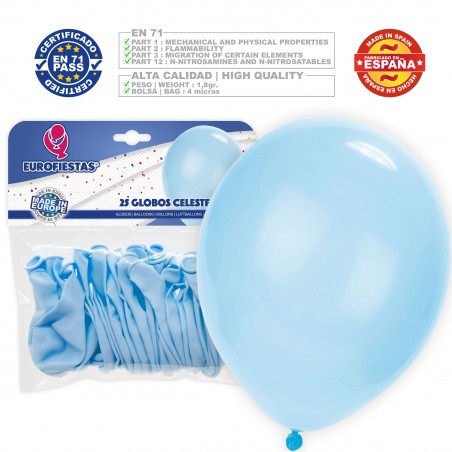 Balões Pastel 30 Cm Azul Claro 25