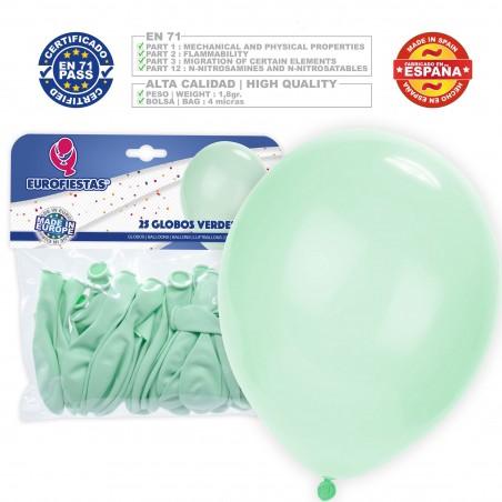 Pacote de balões pastel 30cm verde 25