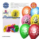 Pacote de balões coloridos sortidos 9r número 5 impresso 6 unidades