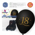 Pacote de balões feliz 18 anos 6 preto