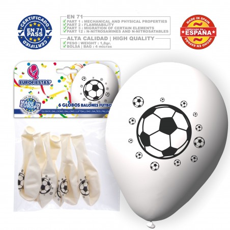 Balões Bolas De Futebol 6 Brancas