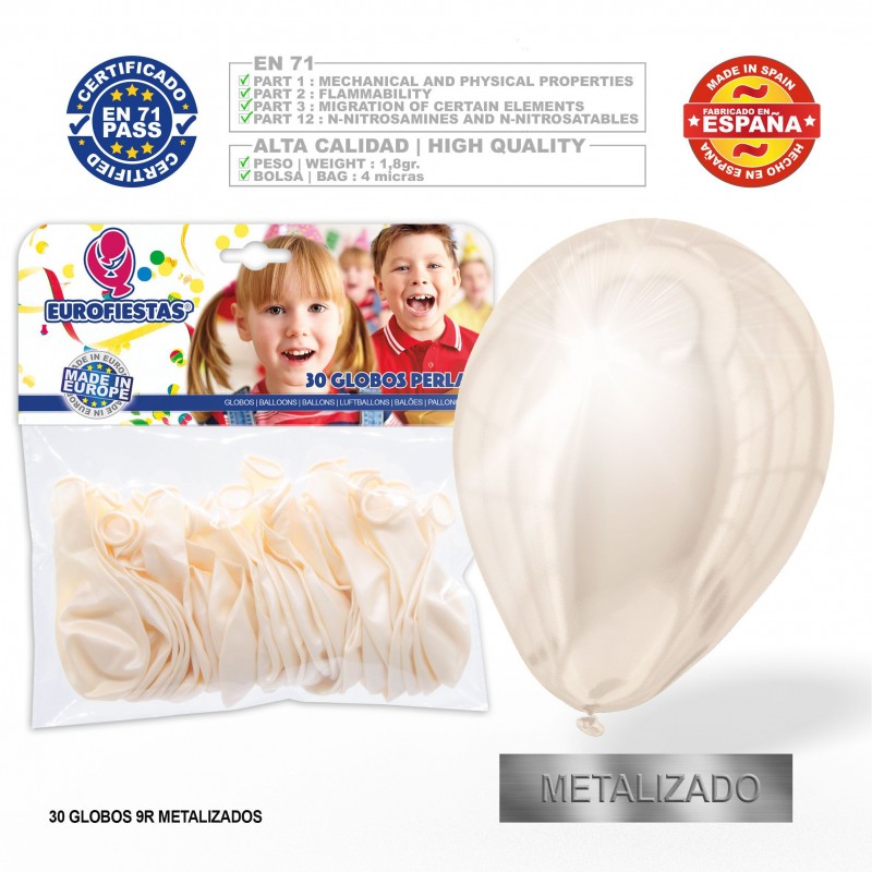 Pacote de balões de metal branco 30u