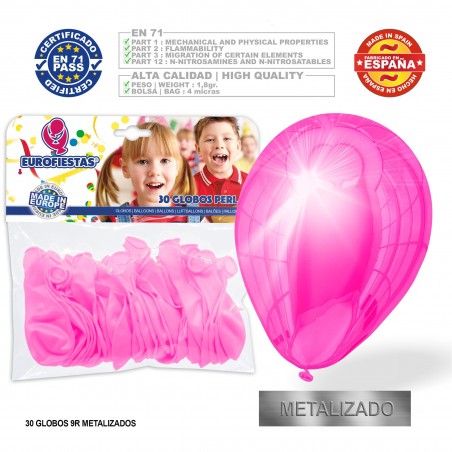 Pacote de balões metálicos rosa 30u