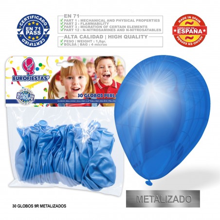 Balões De Metal Azul Claro 30u