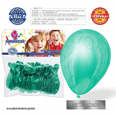 Balões de metal verde menta 30u
