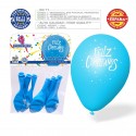 Balões Feliz Aniversário 6 Azul Claro