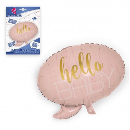 Balão rosa hello baby foil 58x54cm