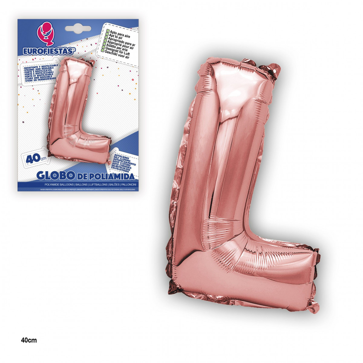 Globo poliamida ouro rosa 40cm l